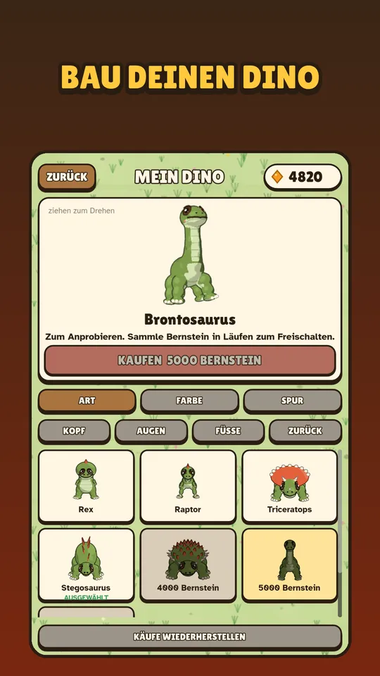 Den eigenen Dino mit Hüten, Schuhen und Umhängen bauen